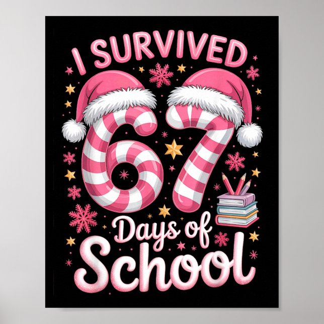 I Survived 67 Days Of School Funny Meme Teacher St Poster (Vorne)