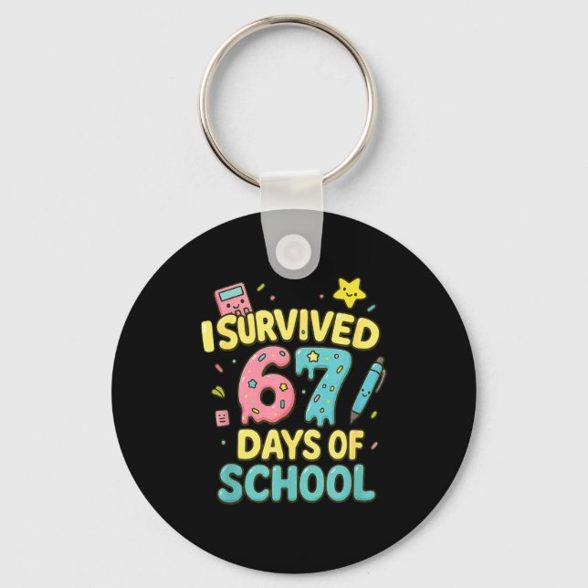 I Survived 67 Days Of School Funny Six Seven 6 7 M Schlüsselanhänger (Vorderseite)