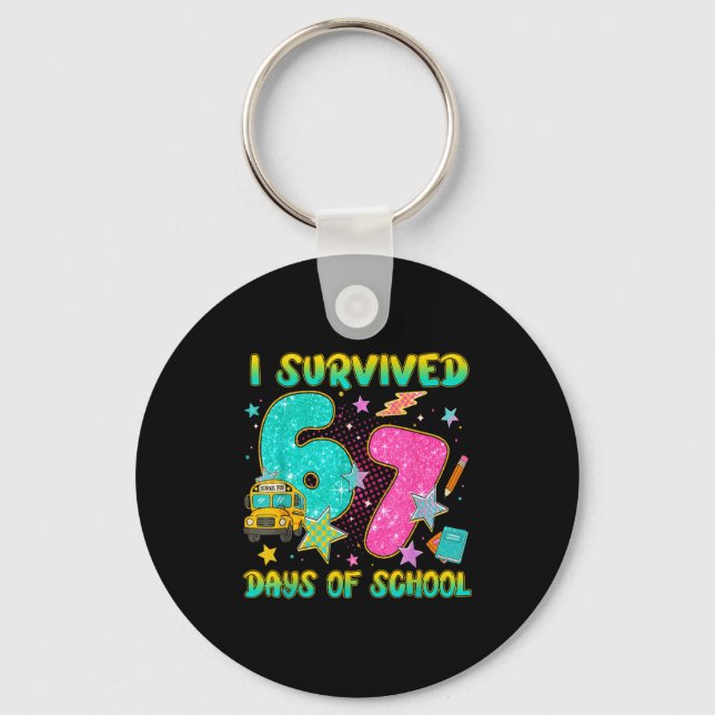 I Survived 67 Days Of School Funny Six Seven 6 7 M Schlüsselanhänger (Vorderseite)
