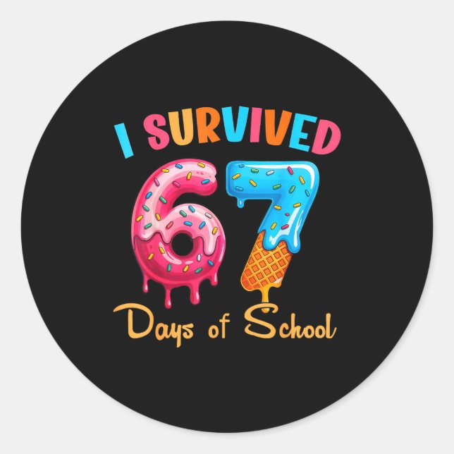 I Survived 67 Days Of School Funny Six Seven Meme  Runder Aufkleber (Vorderseite)