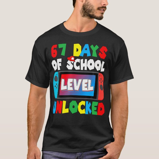 I Survived 67 Days Of School Gamer 67 Days Student T-Shirt (Vorderseite)