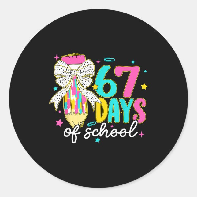 I Survived 67 Days Of School Six Seven Meme Teache Runder Aufkleber (Vorderseite)