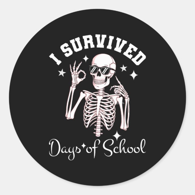 I Survived 67 Days Of School Skeleton Student Teac Runder Aufkleber (Vorderseite)