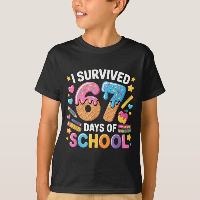 I Survived 67 Days Of School Teacher Student Ice C T-Shirt (Vorderseite)