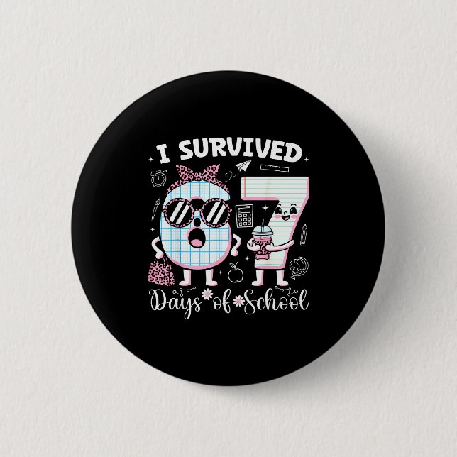 I Survived 67 Days Of School Teacher Student Leopa Button (Vorderseite)