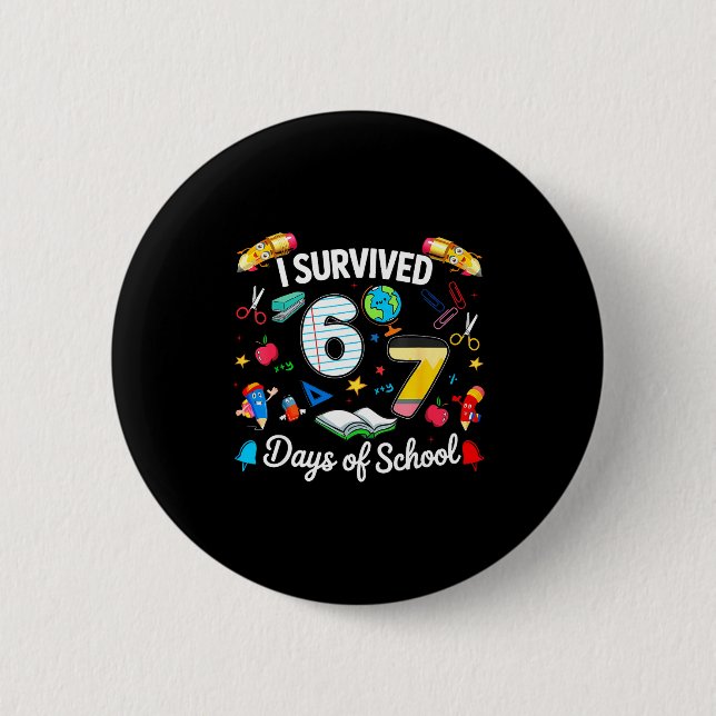 I Survived 67 Days Of School Teachers Students Boy Button (Vorderseite)