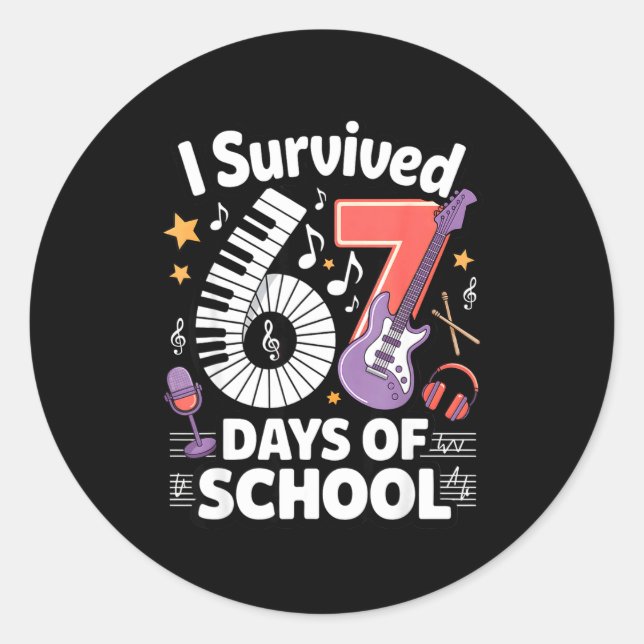 I Survived 67 Days Of School - Teachers Students M Runder Aufkleber (Vorderseite)