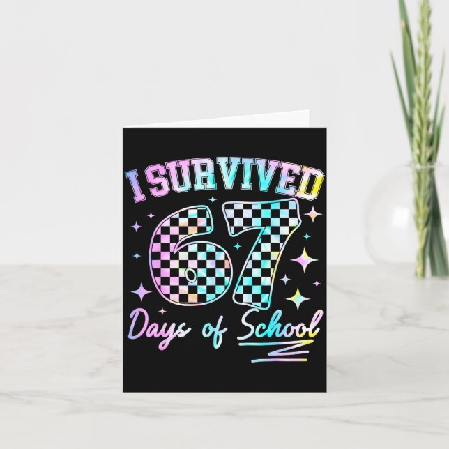 I Survived 67 Days Of School Tie Dye 67th Day Teac Karte (Vorderseite)