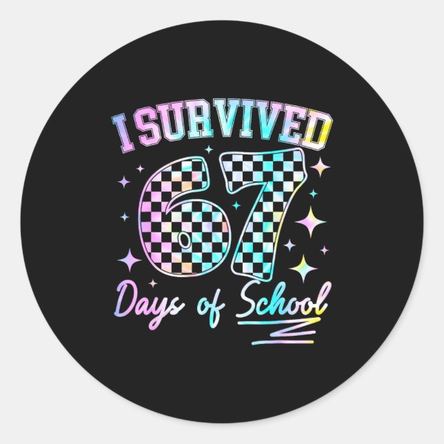 I Survived 67 Days Of School Tie Dye 67th Day Teac Runder Aufkleber (Vorderseite)