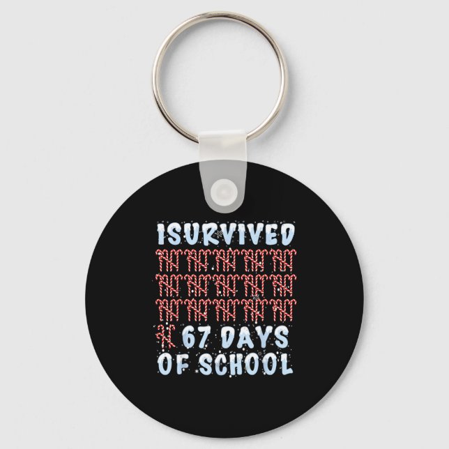 I Survived 67 Days Of School Xmas Candy Cane Tally Schlüsselanhänger (Vorderseite)