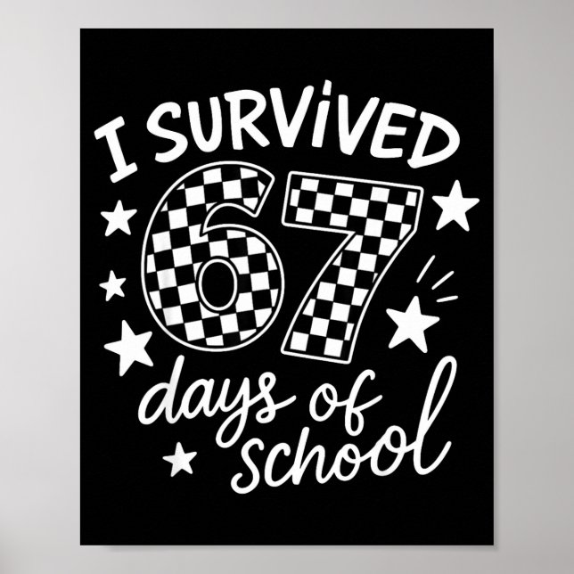 I Survived 67 Six Seven Days Of School Checkered B Poster (Vorne)