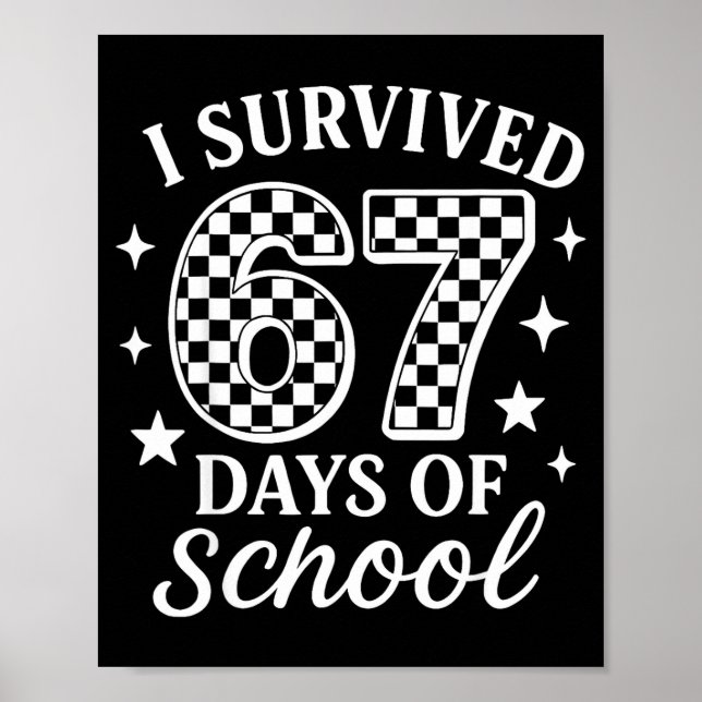 I Survived 67 Six Seven Days Of School Checkered B Poster (Vorne)