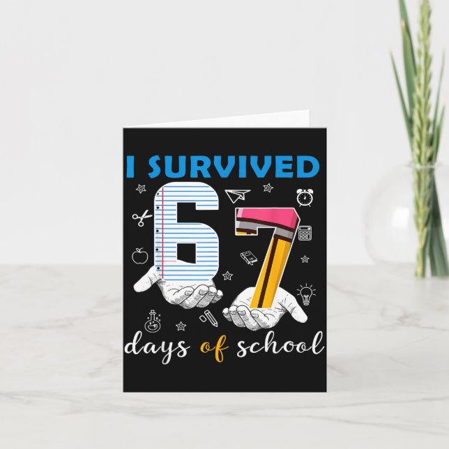 I Survived 67 Six Seven Days Of School Teacher Han Karte (Vorderseite)