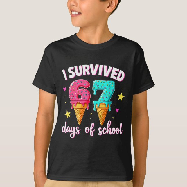 I Survived 67th Days School Drip Ice Cream Funny 6 T-Shirt (Vorderseite)
