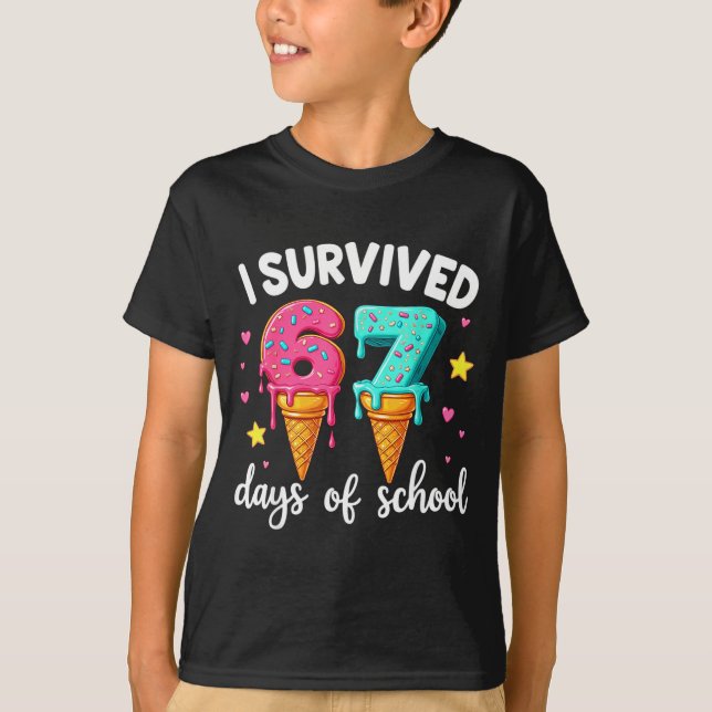 I Survived 67th Days School Drip Ice Cream Funny 6 T-Shirt (Vorderseite)