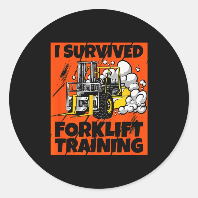 I Survived Forklift Training, New Forklift Operato Runder Aufkleber (Vorderseite)