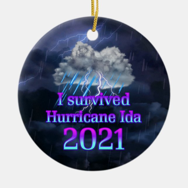 I survived Hurricane Ida Keramik Ornament (Vorne)