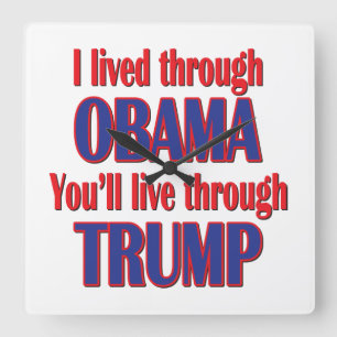 I survived Obama Quadratische Wanduhr