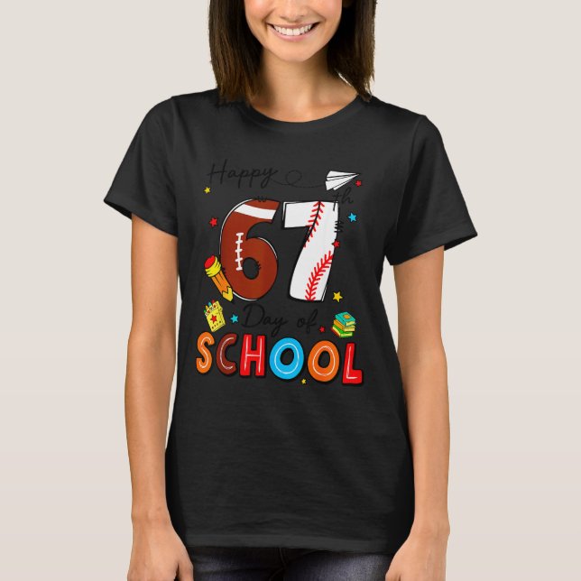 I Survived Sixty Seven Days Of School Funny Baseba T-Shirt (Vorderseite)