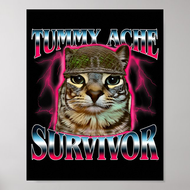 I Survived Today's Funny Tummy Ache Survivor Cat M Poster (Vorne)