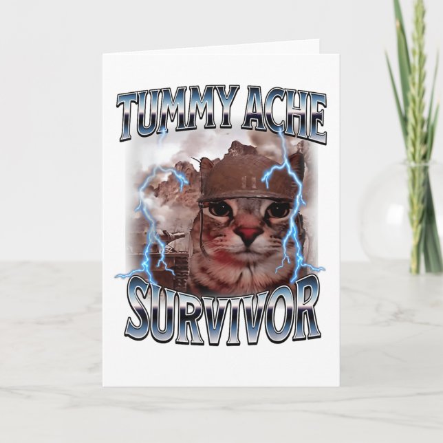I Survived Today's Tummy Ache Folded Greeting Card Karte (Vorderseite)