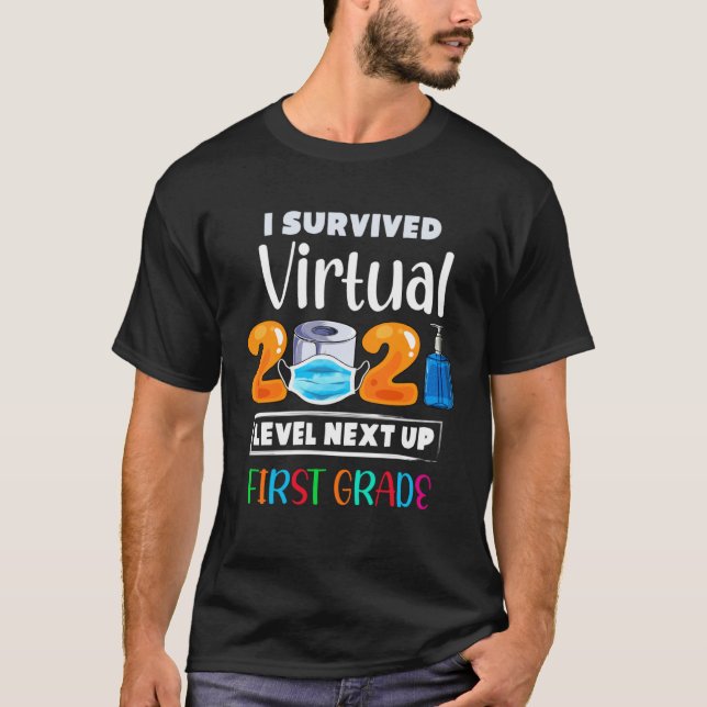 I Survived Virtual Kindergarten 2020 2021 Level Up T-Shirt (Vorderseite)