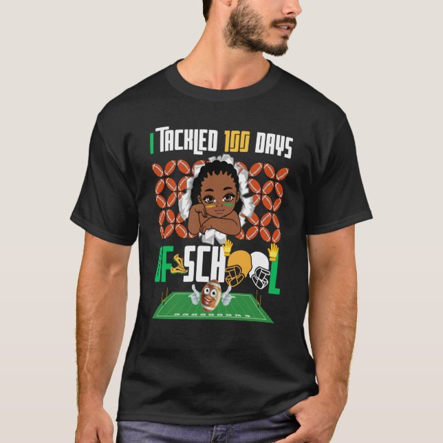 I Tackled 100 Days 100th Day Of School Boys Footba T-Shirt (Vorderseite)