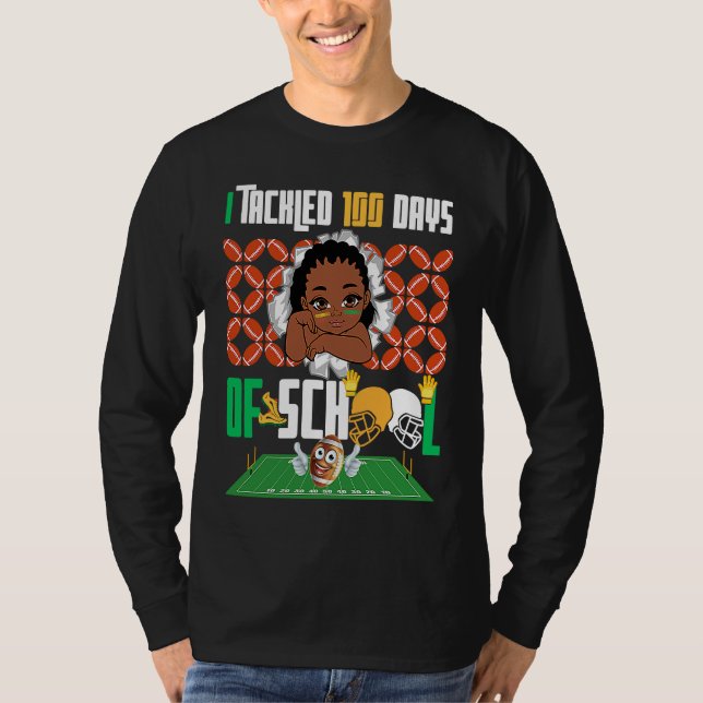 I Tackled 100 Days 100th Day Of School Boys Footba T-Shirt (Vorderseite)