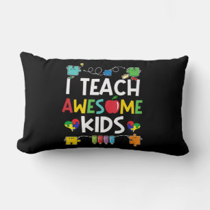 I Teach Awesome Kids Shirt Autism Awareness Puzzle Lendenkissen