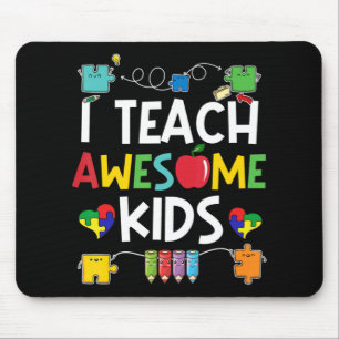 I Teach Awesome Kids Shirt Autism Awareness Puzzle Mousepad