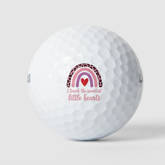 I Teach The Sweetest Hearts Rainbow Teacher Golfball (Vorderseite)