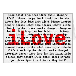 I Text-Entwurfs-Karte der Liebe-U