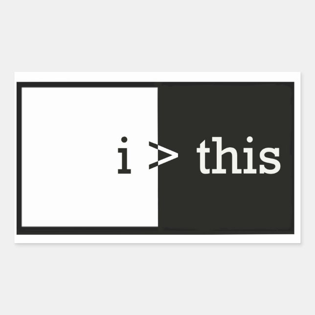i > this (i bin größer als dieser) rechteckiger aufkleber (Vorderseite)