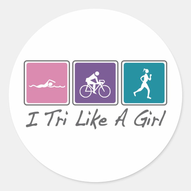 i tri wie ein Mädchen (Triathlete) Runder Aufkleber (Vorderseite)