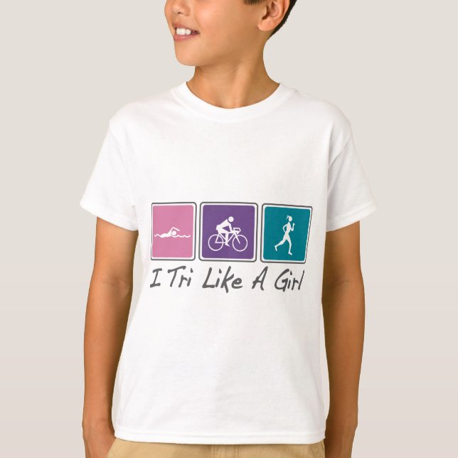 I Tri wie ein Mädchen (Triathlete) T-Shirt (Vorderseite)