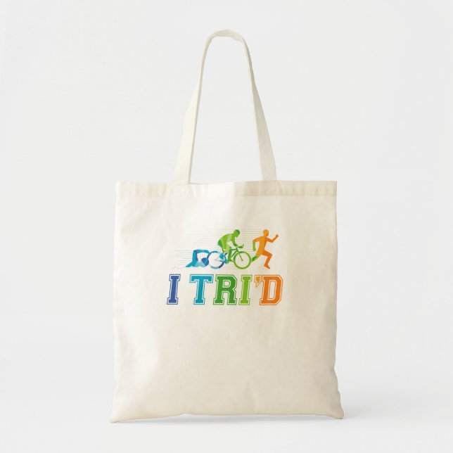 I Tri'd Triathlon Retro Triathlete Swim Bike Run Tragetasche (Vorne)