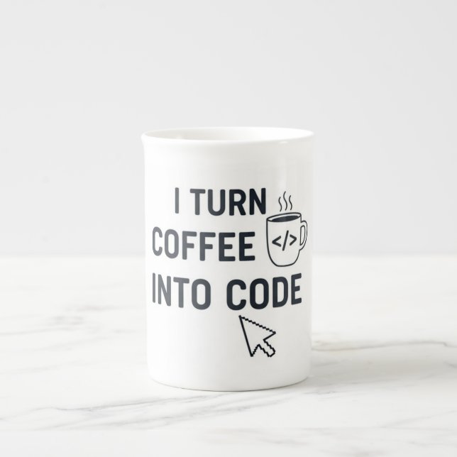 I Turn Coffee Into Code - Funny Programmer Quote Prozellantasse (Vorderseite)