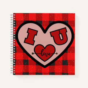 I ♥ U I Love You Buffalo Plaid Spiral Carnet