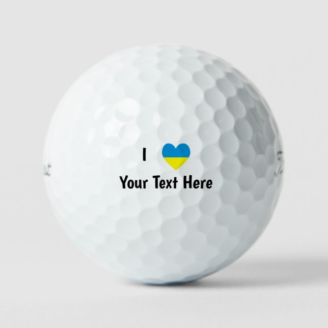 I (Ukrainisches Flaggenherz) Ihr Personalisierter  Golfball (Vorderseite)