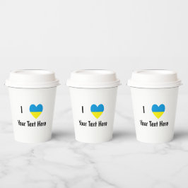 I (Ukrainisches Flaggenherz) Ihr Text Pappbecher