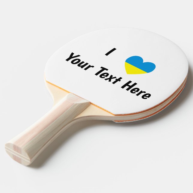 I (Ukrainisches Flaggenherz) Ihr Text Tischtennis Schläger (Vorderseite)