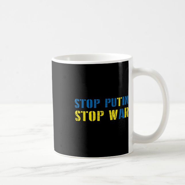 I unterstütze die Ukraine Stoppt Putin Krieg beend Kaffeetasse (Rechts)