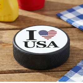 "I ❤️ USA" EISHOCKEY PUCK