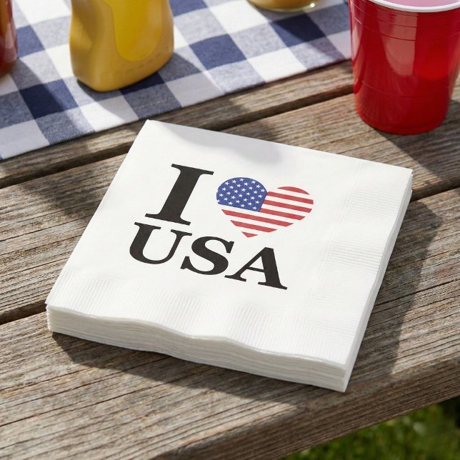 "I ❤️ USA" SERVIETTE (Freedom’s Favorite Napkin.)