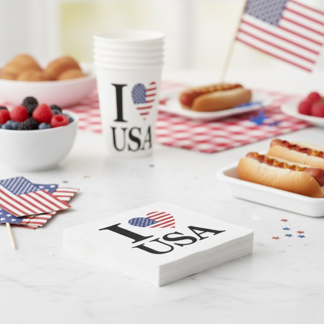 "I ❤️ USA" SERVIETTE ("I ❤️ USA" NAPKINS)