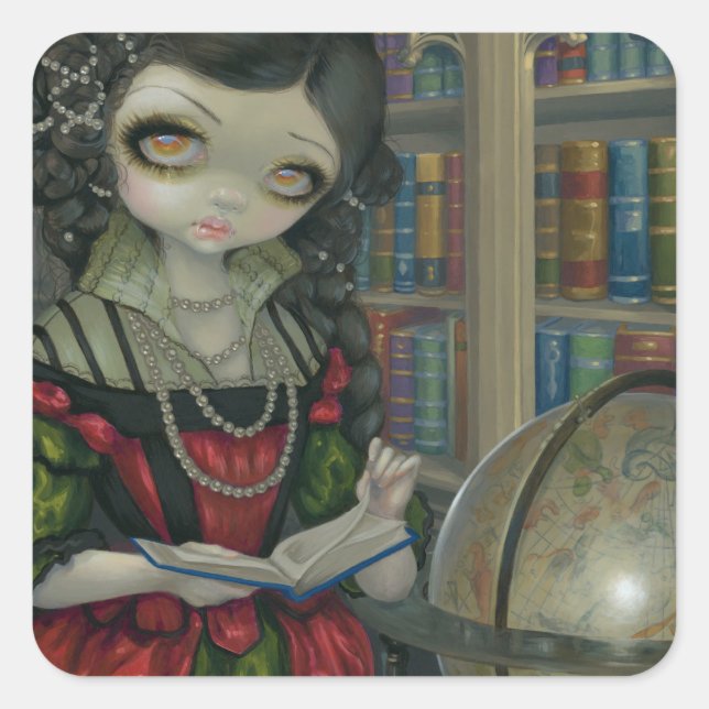 "I Vampiri"-Aufkleber "La Libreria" Quadratischer Aufkleber (Vorderseite)