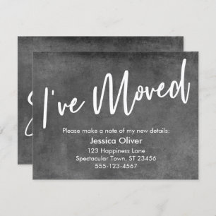 "I ve Moved" Handwriting Graue Grunge Ankündigung