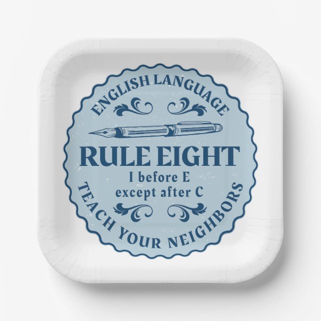 I vor E, außer nach C Rule Funny Pappteller (Vorderseite)