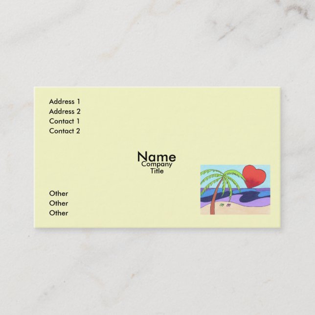 I. Vorlage für die Beach Business Card Liebe Visitenkarte (Vorderseite)