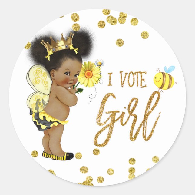 I VOTE GIRL bebe Genre Reveillez jeu étiquette (Devant)